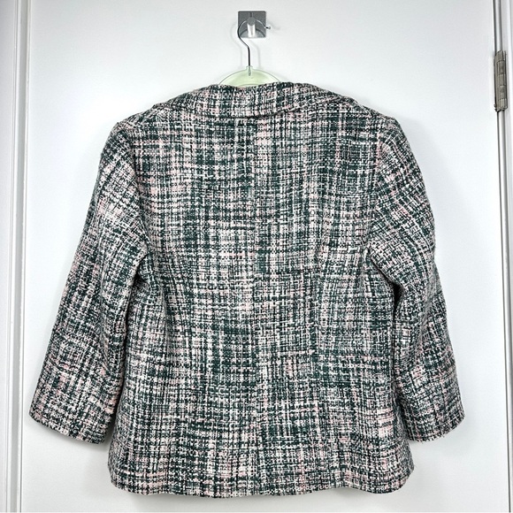 Vintage S&D Bouclé Y2K Tweed Cropped Blazer - Pink & Green - Size L - Picture 2 of 8